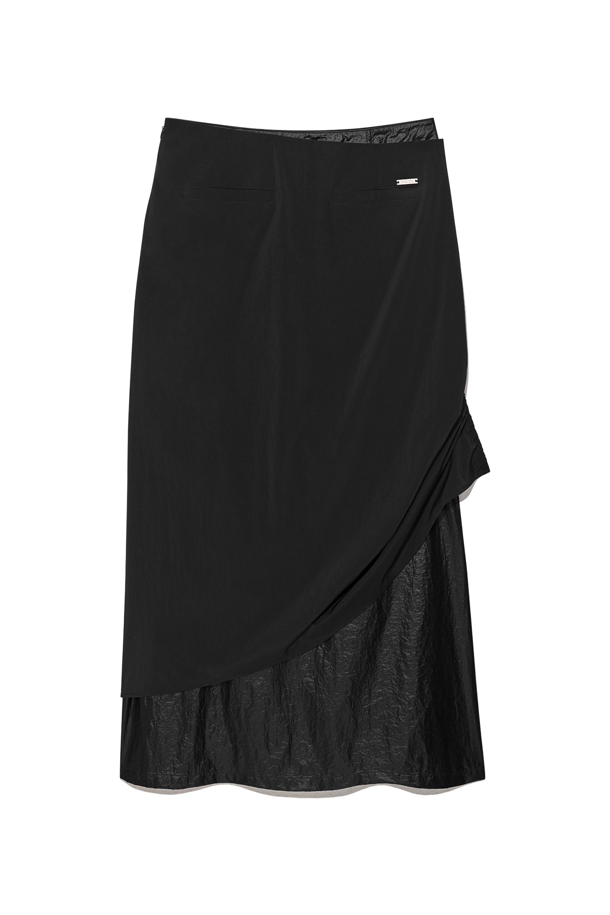 [matinkim] SHIRRING LAYERED MAXI SKIRT IN BLACK