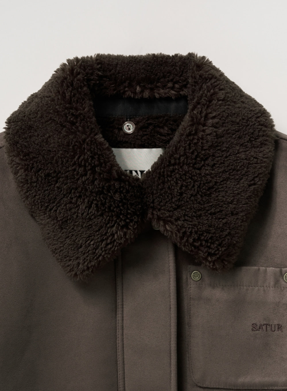 [satur] (W) Synthetic Suede Blouson Jumper - Dark Brown