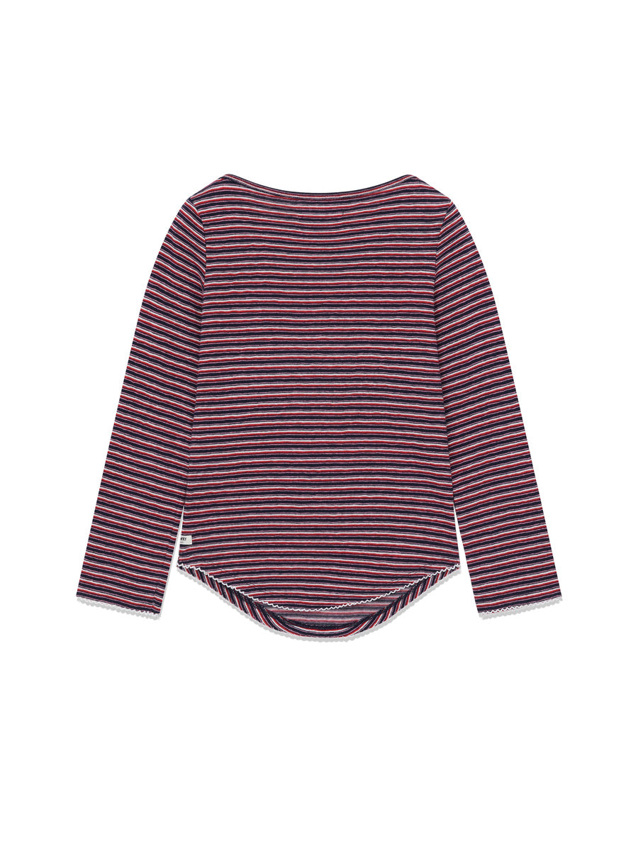 GLOWNY 3/4 Soft Wave Tee (Pink Stripe)