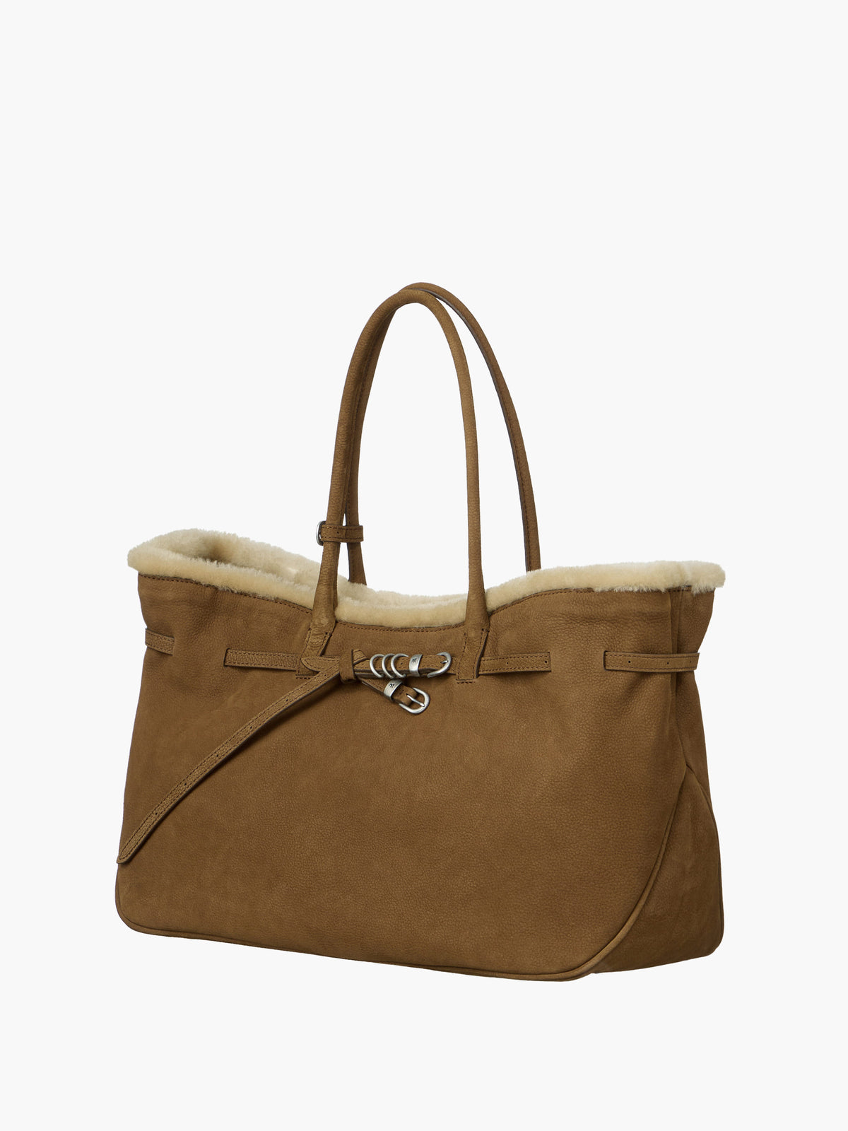 Margesherwood Grandma Used Bag Large beige shearling+chestnut nubuck