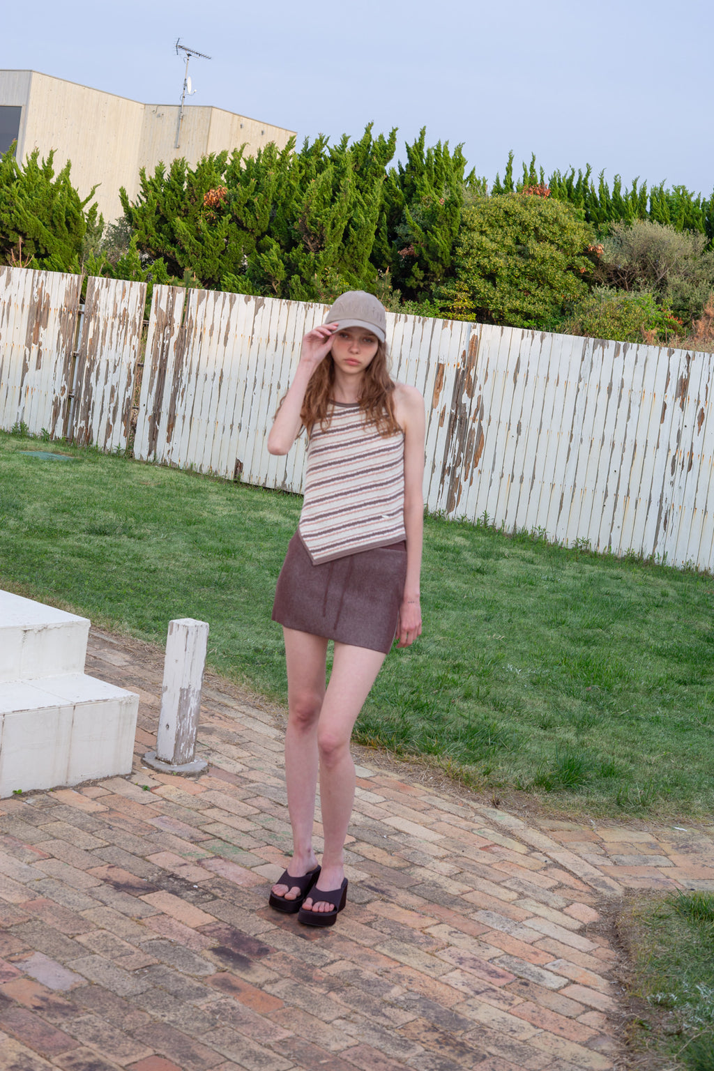Matinkim Multi Stripe Sleeveless Knit Top IN Brown