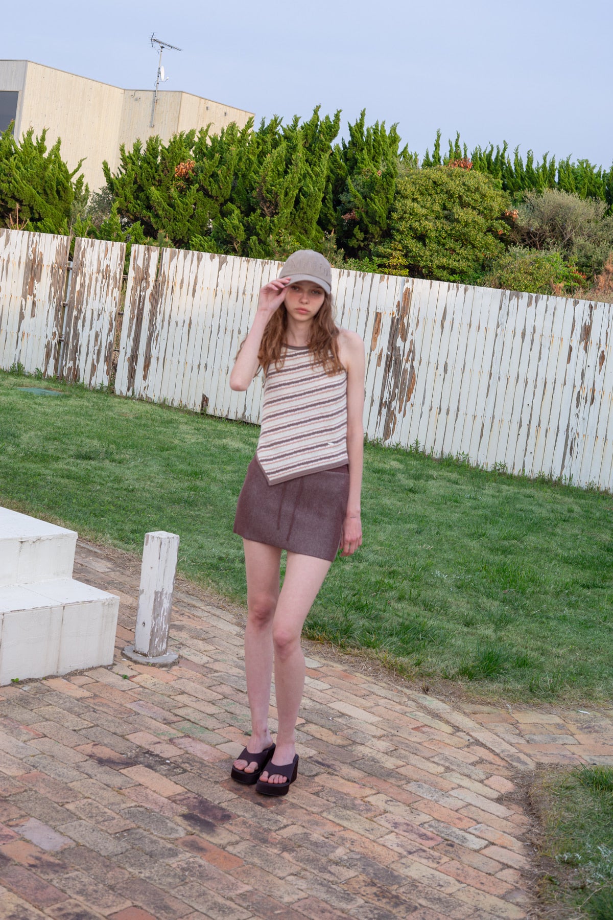 Matinkim Multi Stripe Sleeveless Knit Top IN Brown