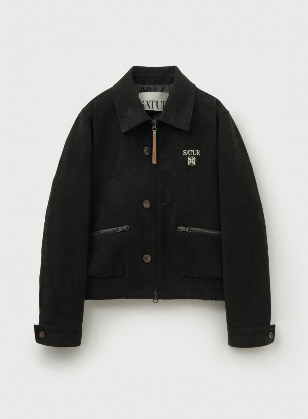 Satur (W) Teo Faux Suede Short Jacket - Pirate Black