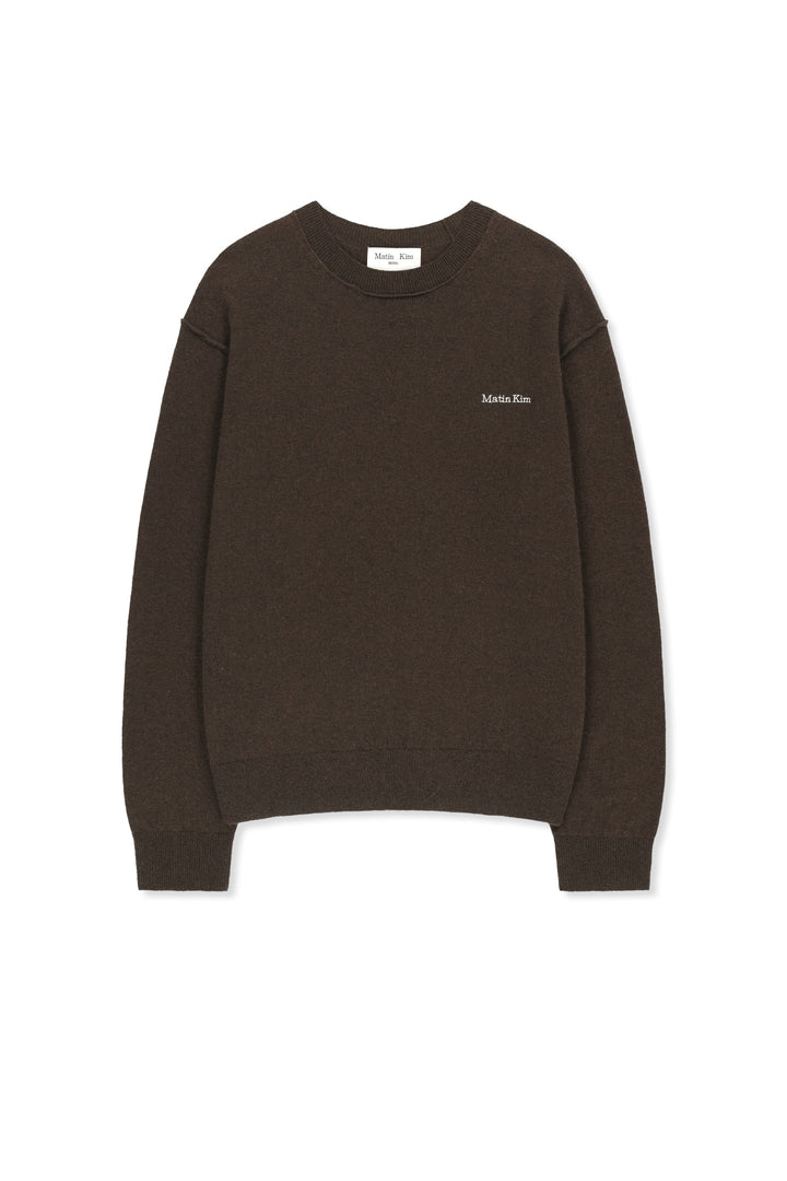 Matinkim Cashmere Blended Panel Knit Pullover IN Brown