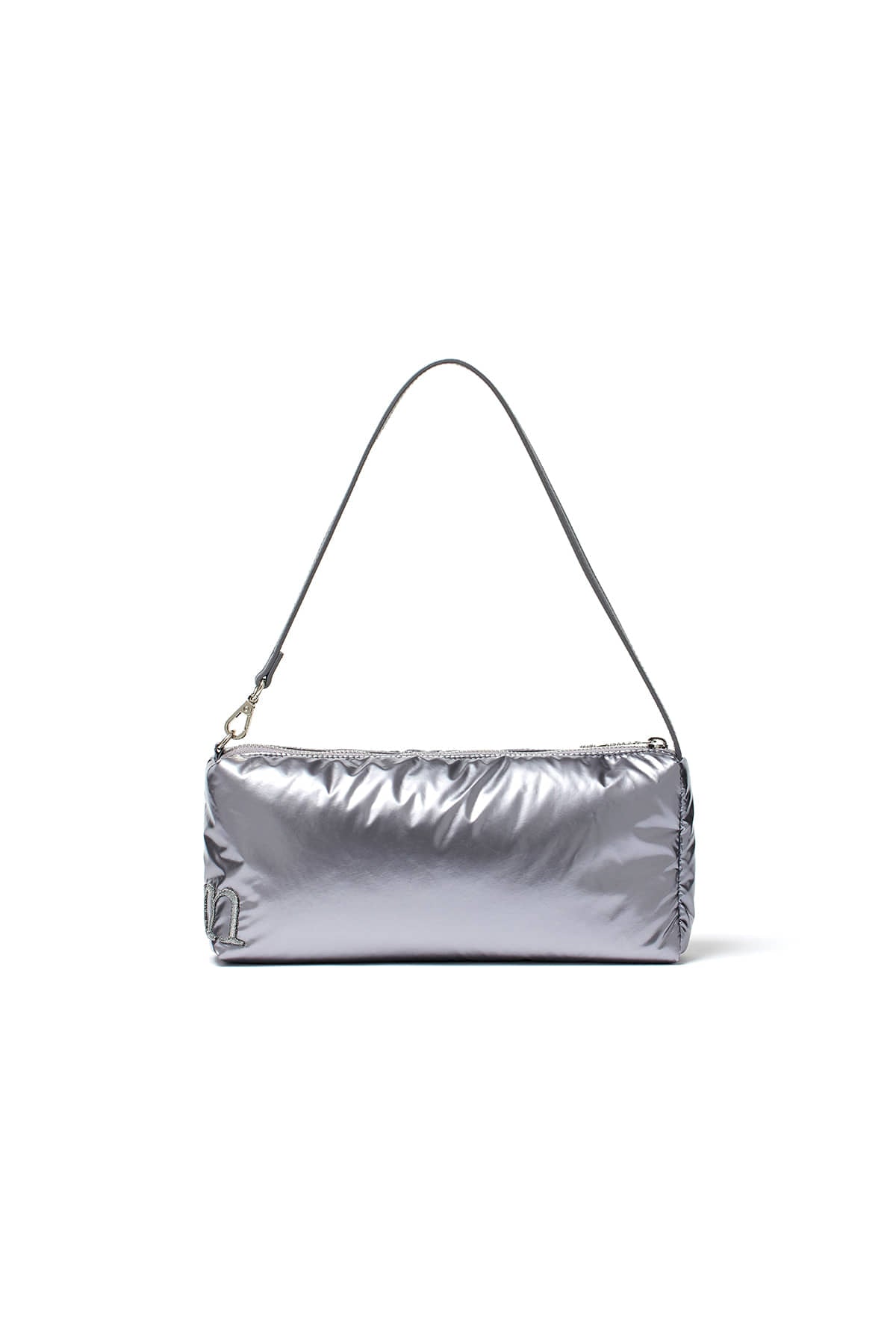 [matinkim] GLOSSY LOGO STITCH MINI SHOULDER BAG IN SILVER