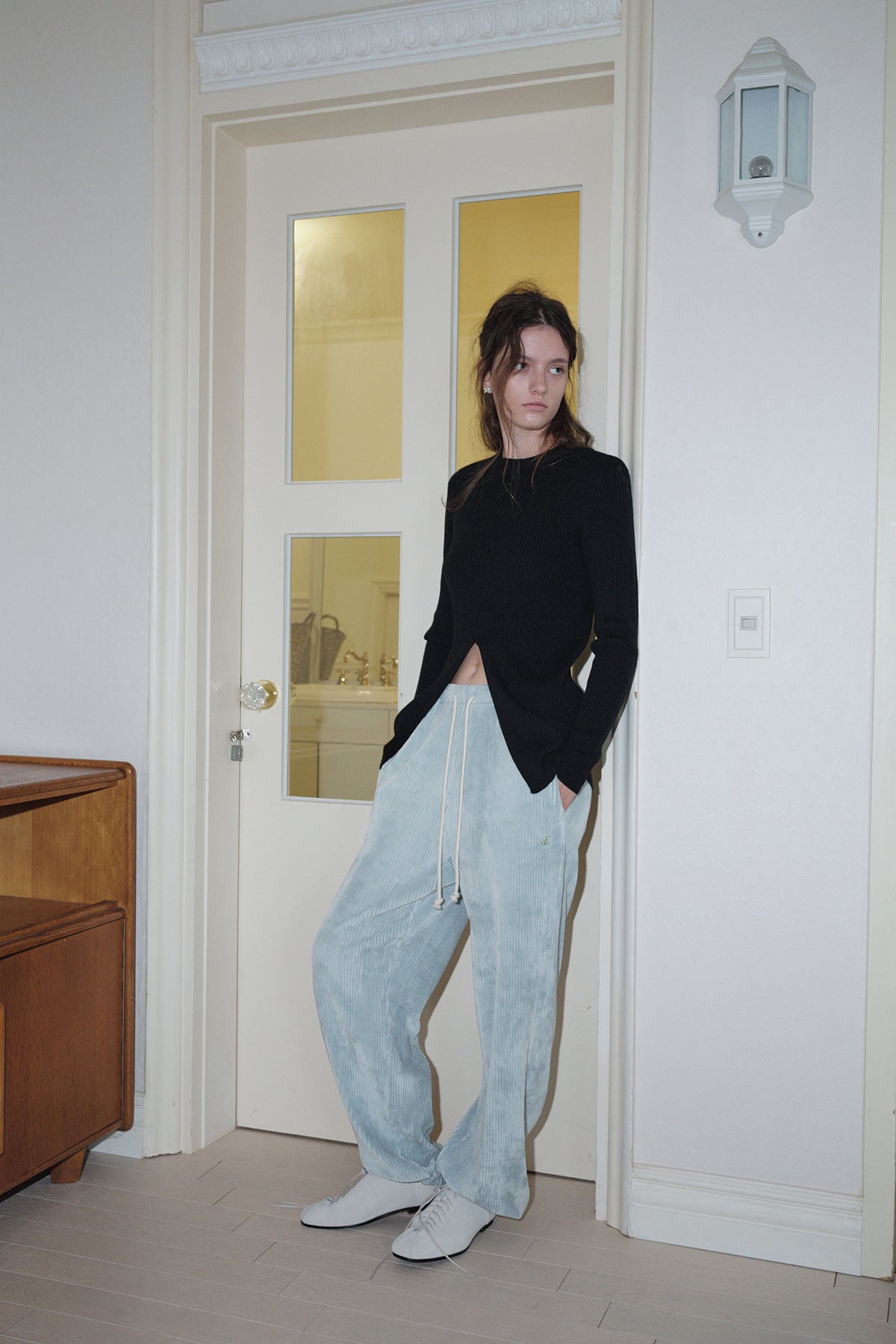 Overdueflair Wool Ribbed Slit Knit Black