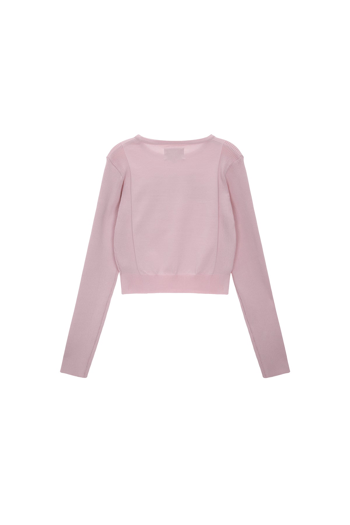 [matinkim] LOGO POINT JACQUARD KNIT CROP TOP IN LIGHT PINK