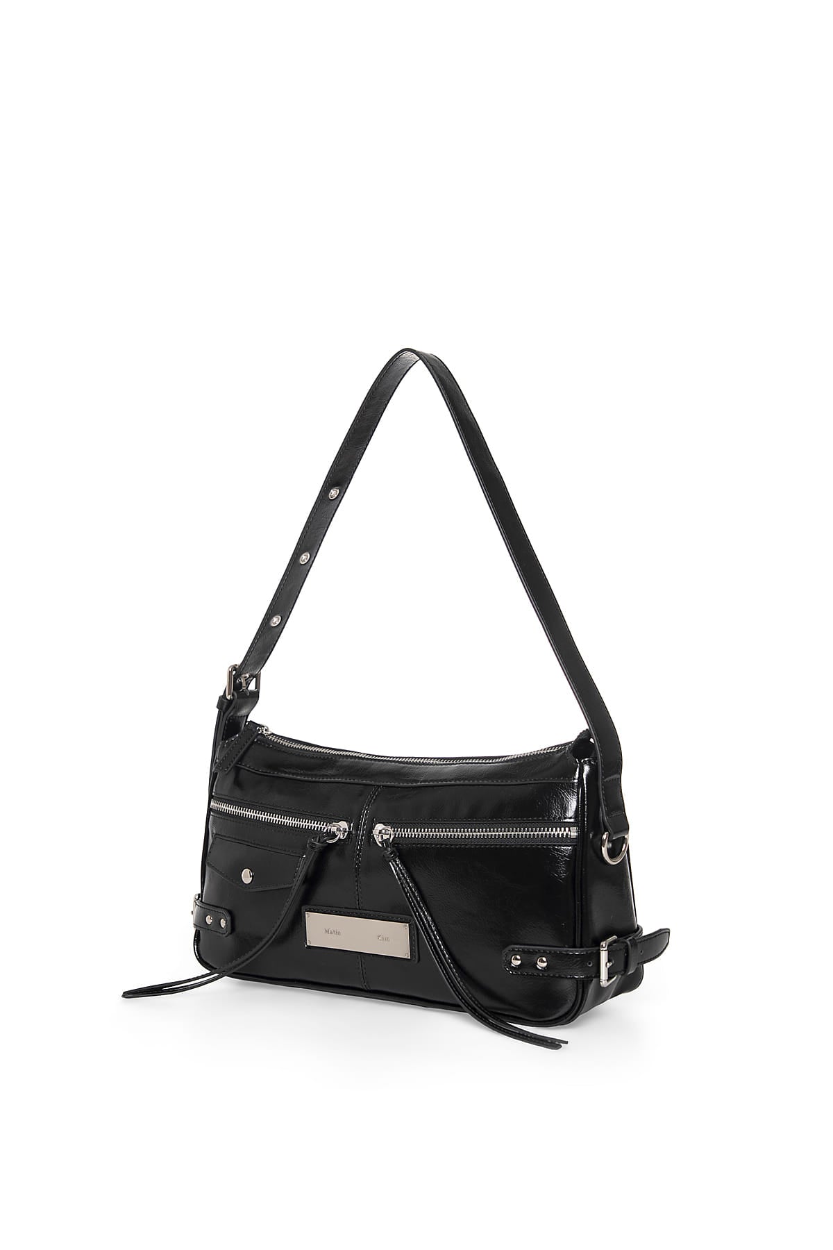 Matinkim Side Buckle Biker Shoulder Bag IN Black