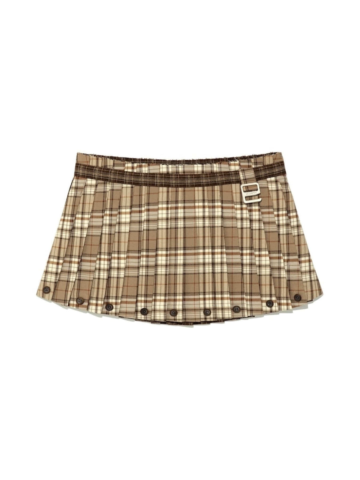 GLOWNY Haze Twotone Pleated Skirt (Brown)