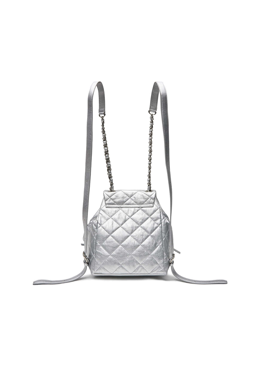 Matinkim Double Pocket Quilting Mini Backpack IN Silver