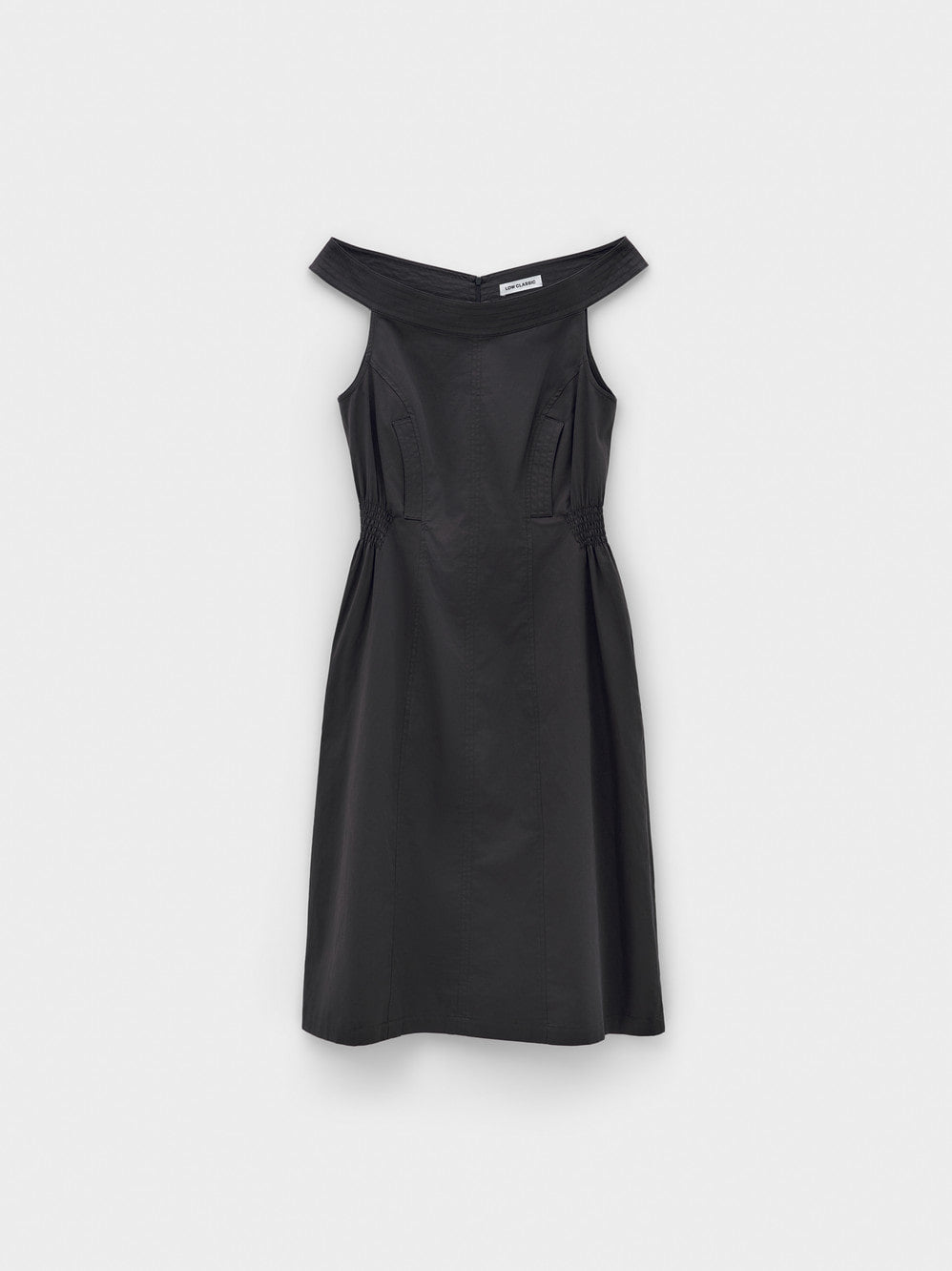 Low Classic Off Shoulder Cotton Dress Charcoal