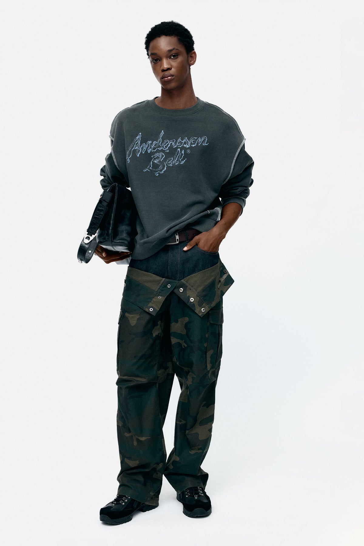 Andersson Bell Unisex Camouflage Double Waist Work Wide-Leg Jeans
