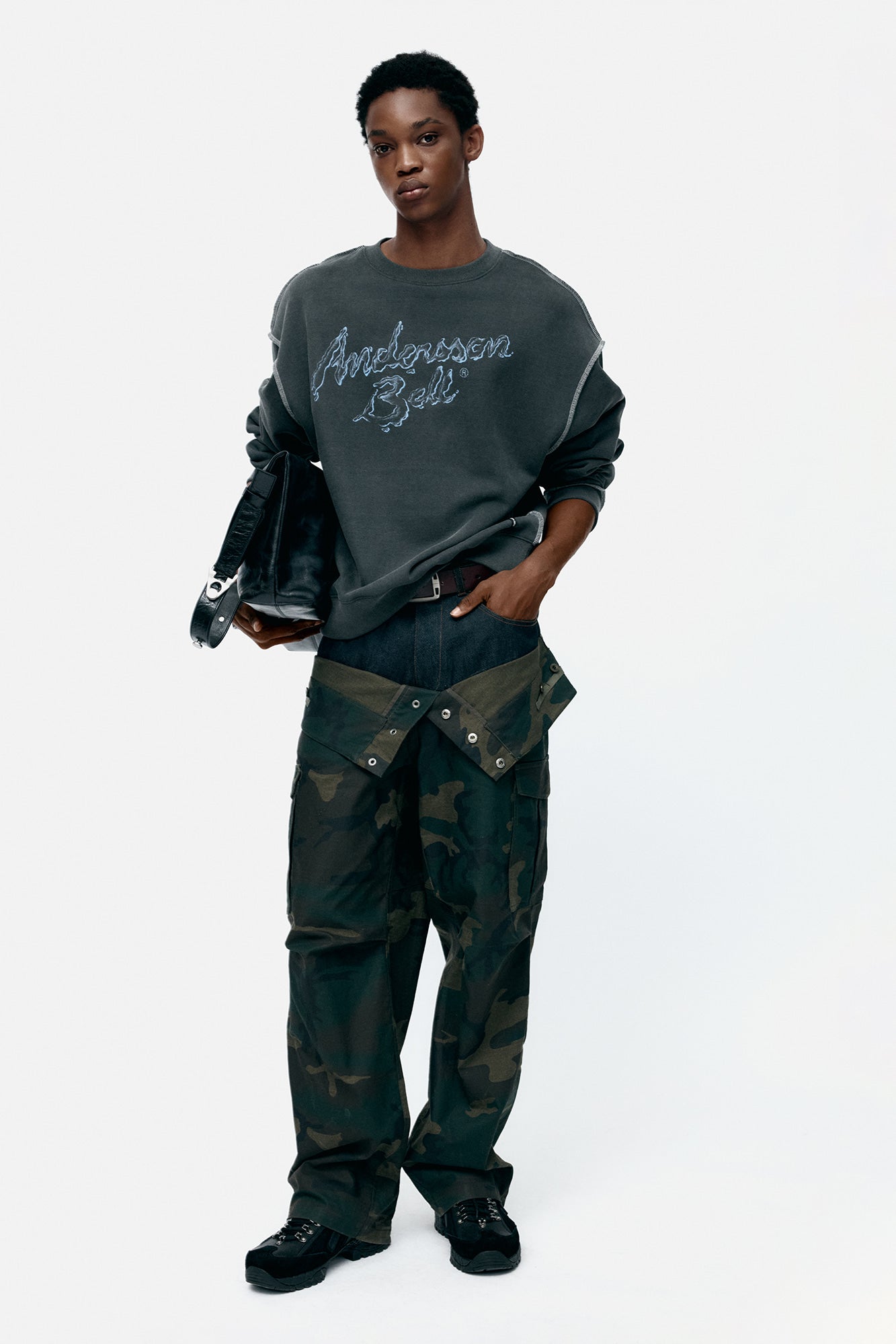 Andersson Bell Unisex Camouflage Double Waist Work Wide-Leg Jeans