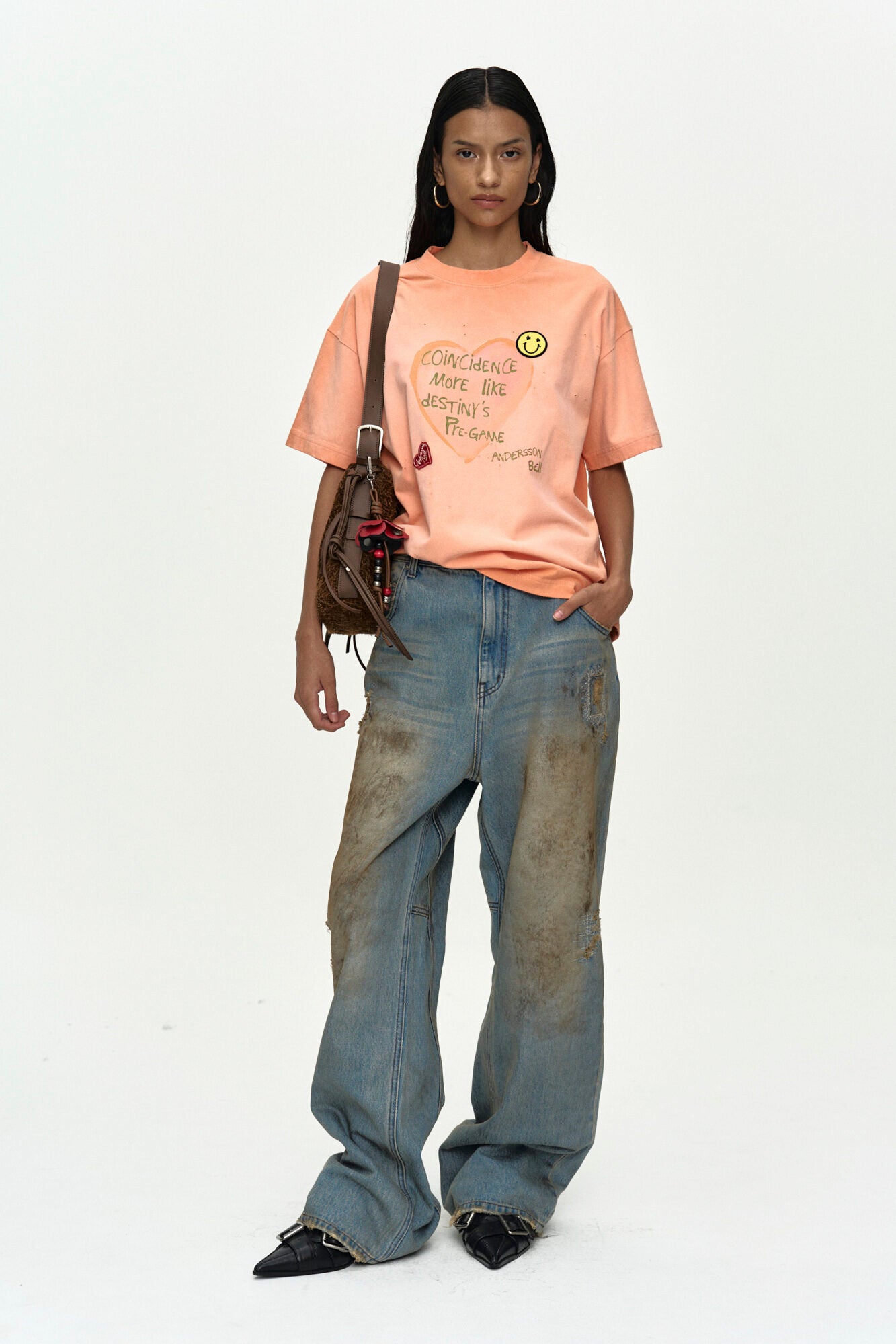 Andersson Bell (Essential) Unisex Spray Washed Heart Message T-Shirt