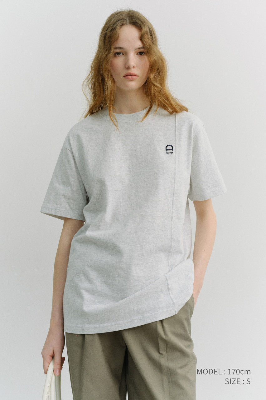 Dunst Unisex Logo Crease T-Shirt Light Melange Grey