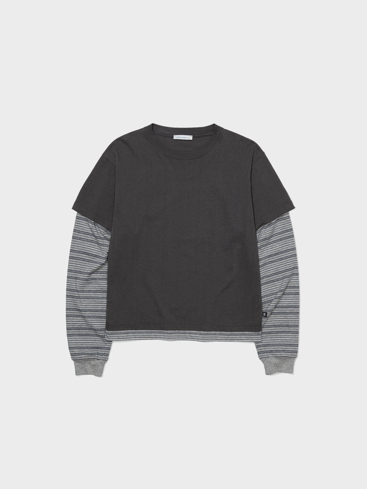 Low Classic Striped Layered Long Sleeve T-Shirt Charcoal