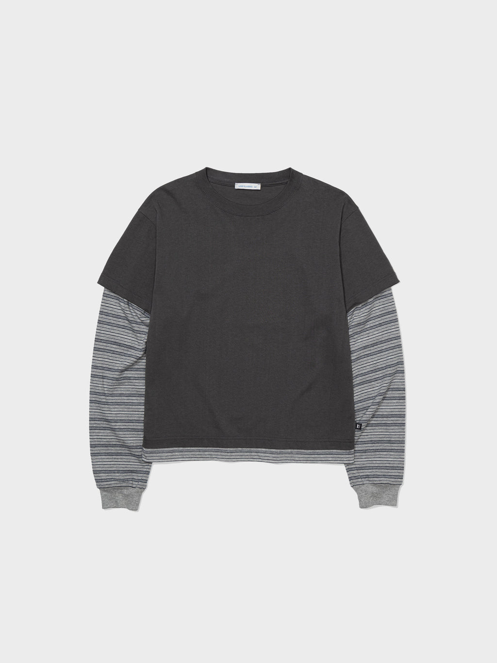 Low Classic Striped Layered Long Sleeve T-Shirt Charcoal