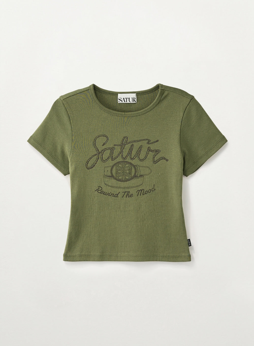 Satur (W) Belt Graphic Slim Fit T-Shirt - Khaki