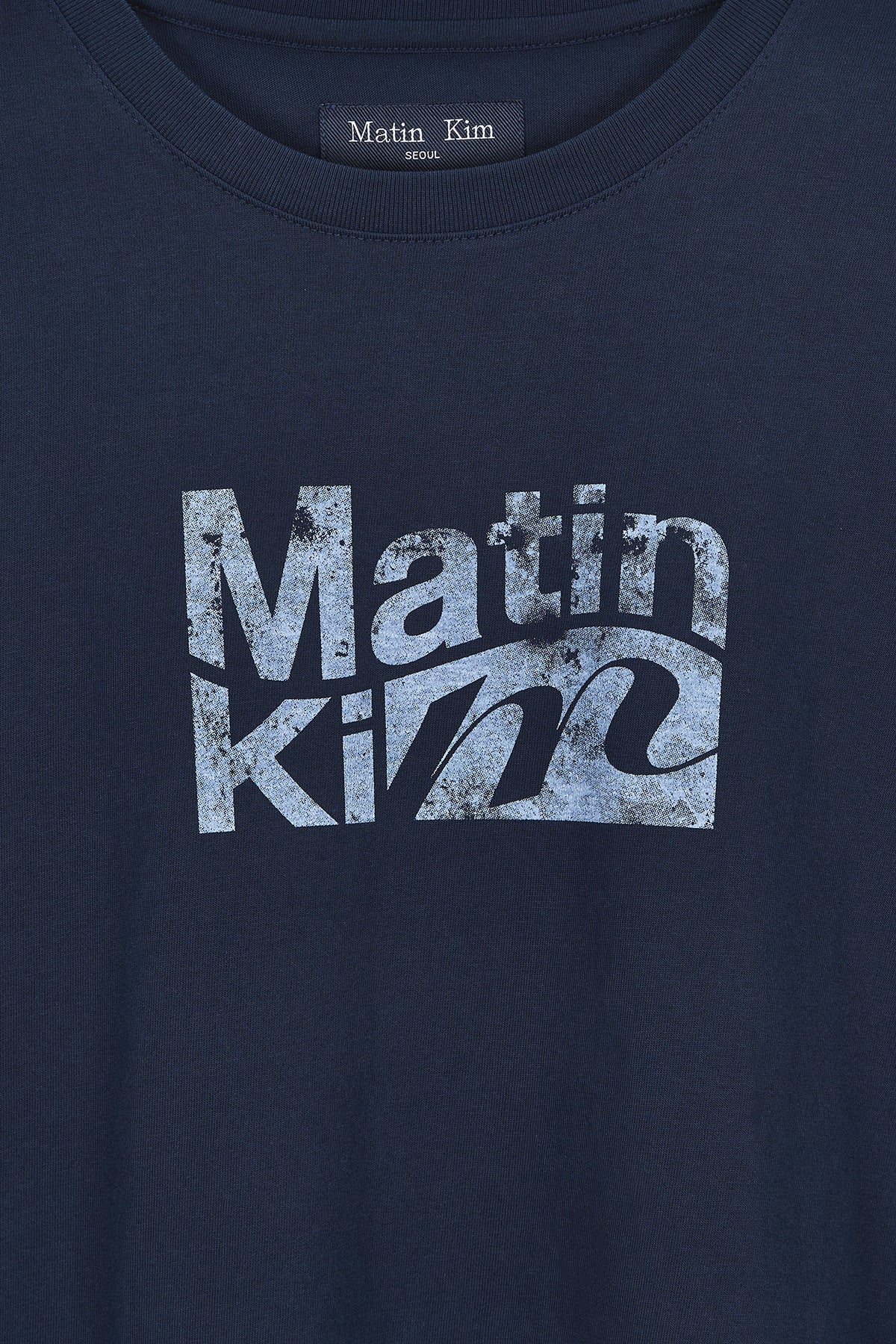 Matinkim Wavy Logo Graphic Top For Men IN Navy