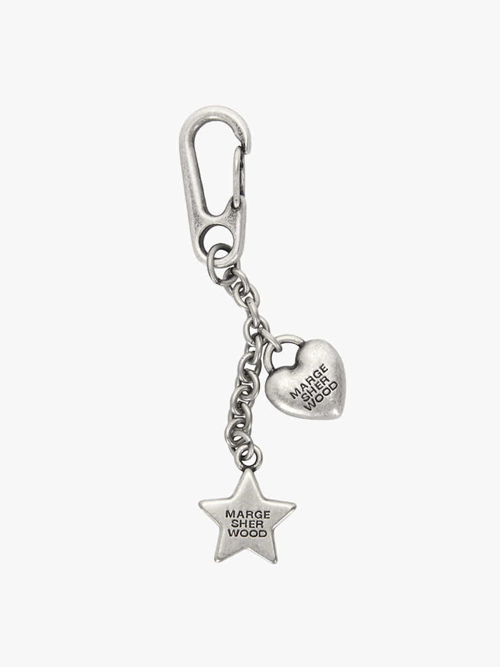 Margesherwood Heart Star Keychain antiqued silver
