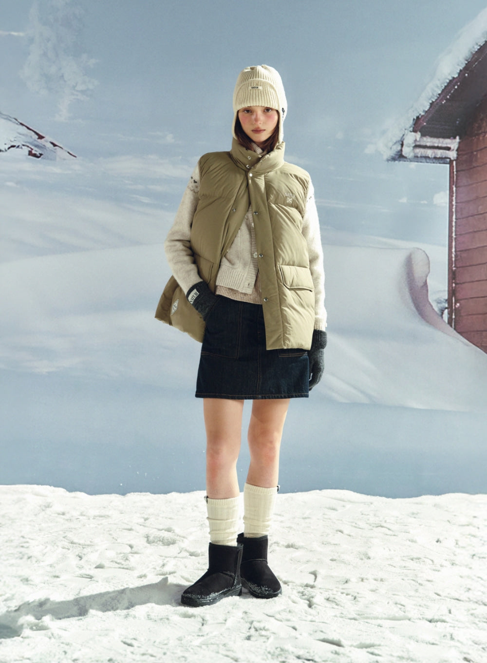 [satur] (W) Indigo Nonfade Denim Skirt - Indigo