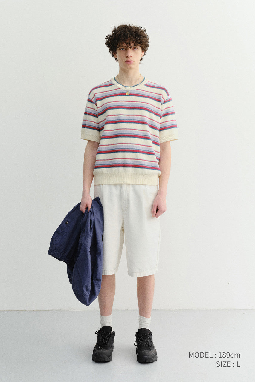 Dunst Pleated Bermuda Denim Shorts Cream