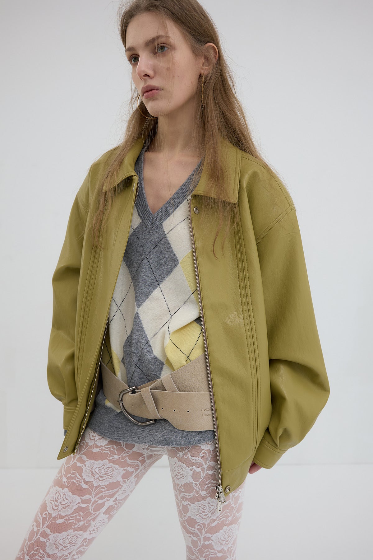 Overdueflair Leather Wide Belt Suede Beige