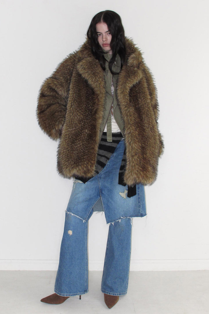 Instantfunk Vintage Racoon Fur Coat - Brown