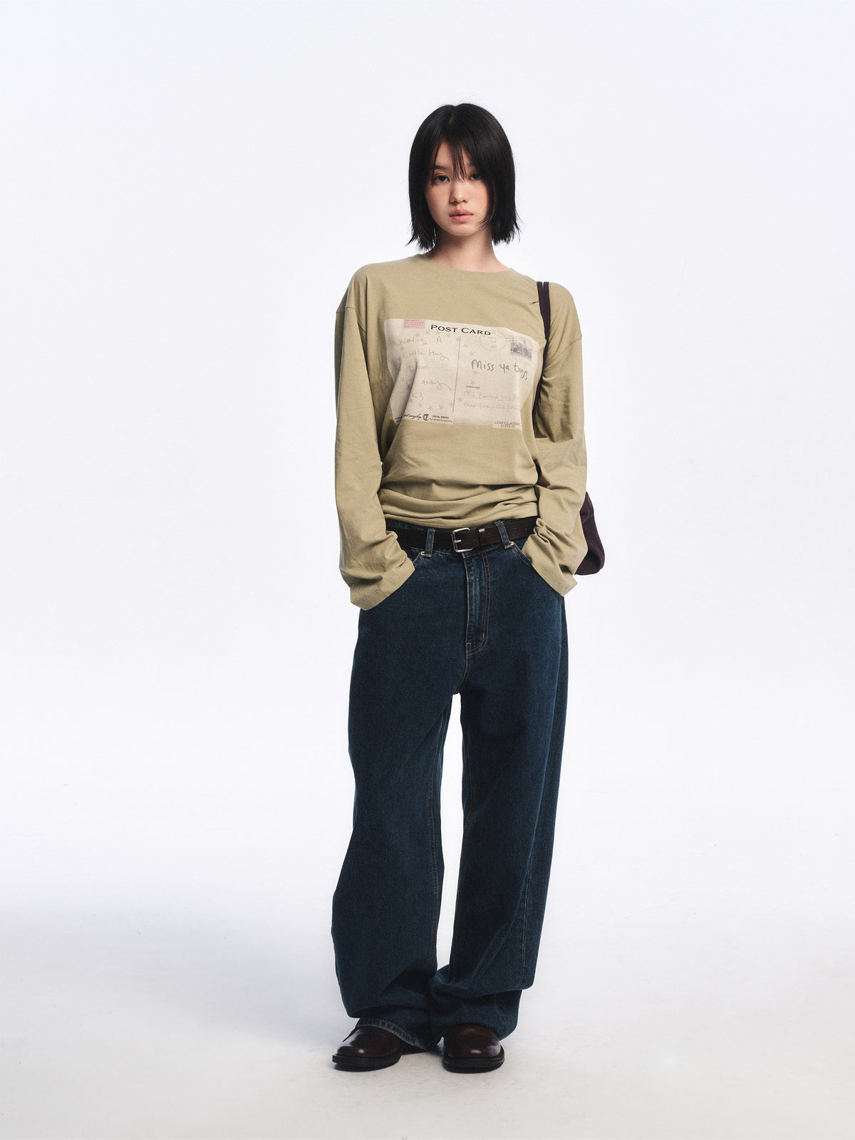 Low Classic Postcard Long Sleeve Tee Olive Khaki