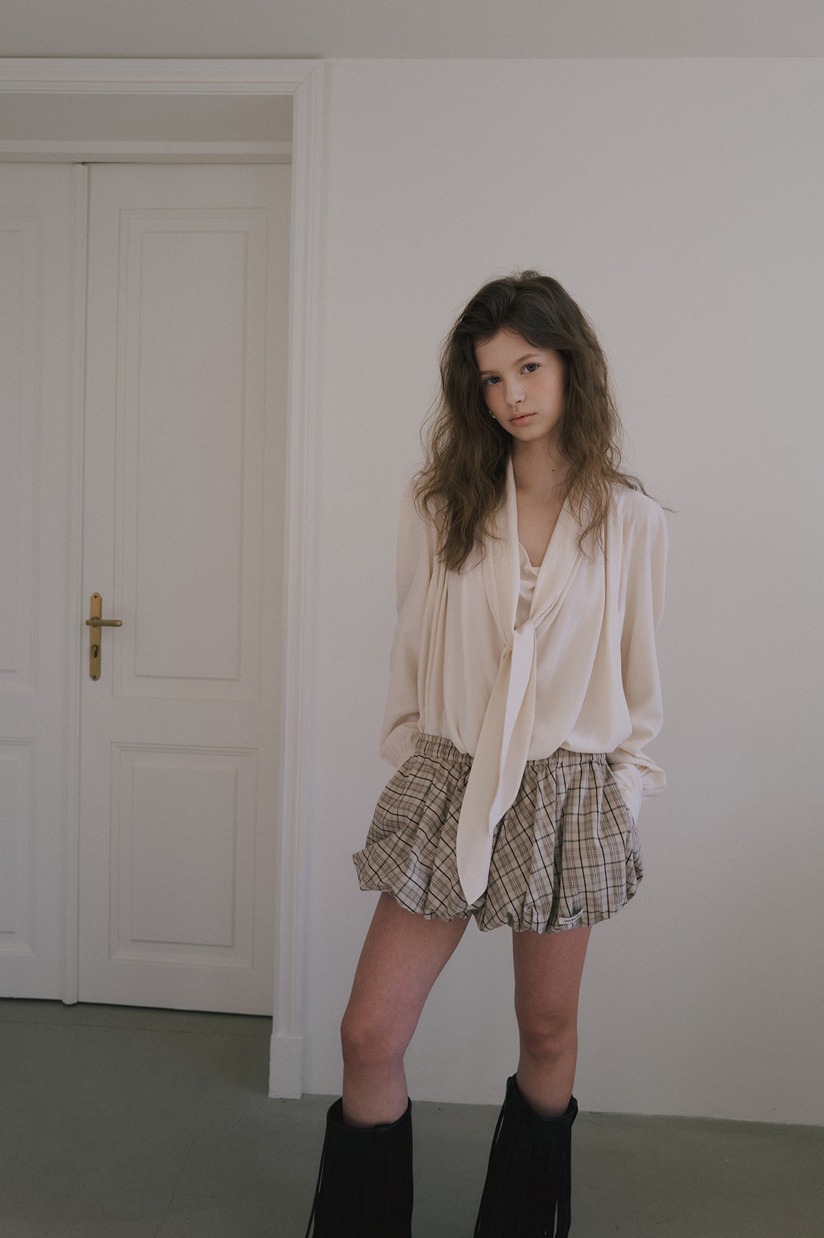 Overdueflair Cowl Tie Blouse Cream