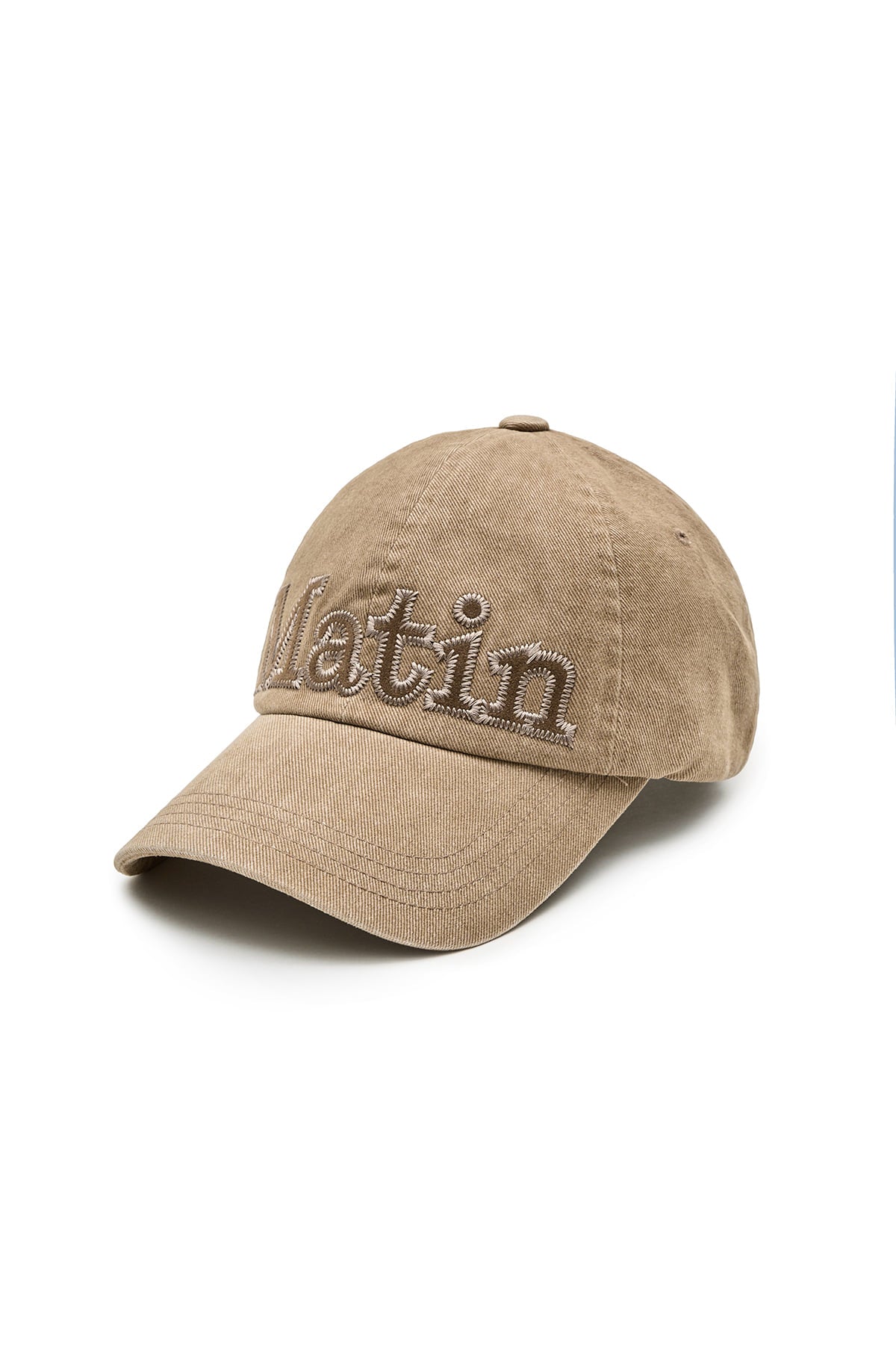 [matinkim] MATIN APPLIQUE STITCH BALL CAP IN CAMEL