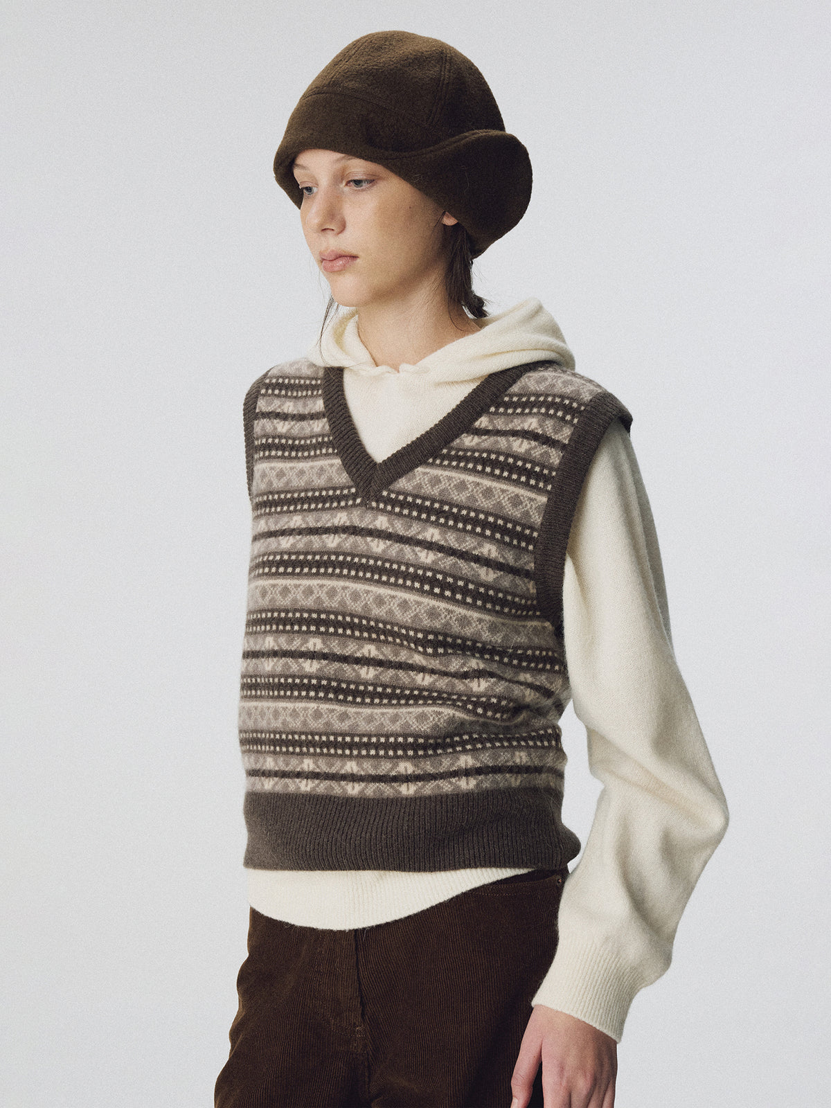 Nothing Written Wool earflap trapper (Deep brown)