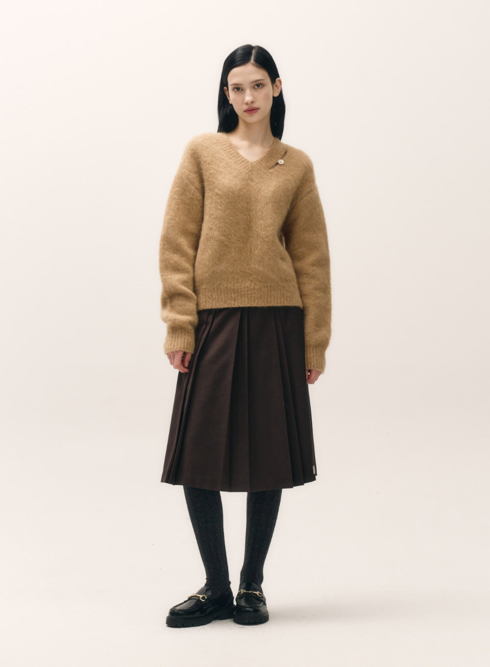 [satur] (W) Essen Two Tone Mohair Blend Knit - Heritage Brown