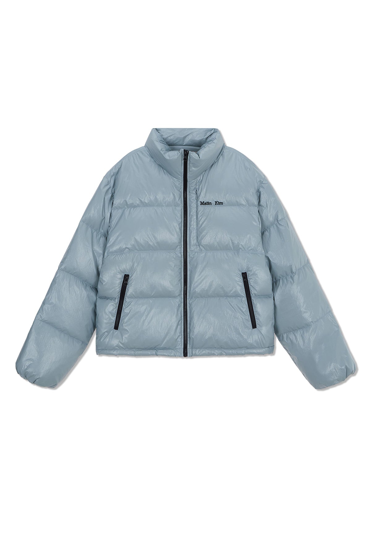 [matinkim] SMALL LOGO VOLUME DOWN JUMPER FOR WOMEN IN LIGHT GREY