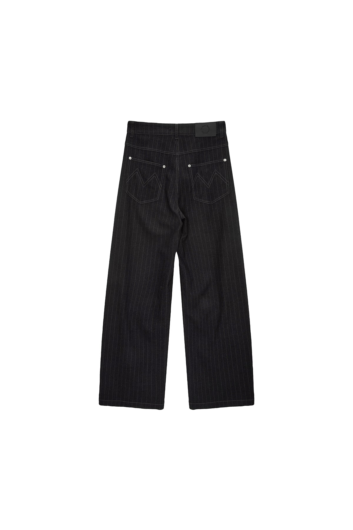 [matinkim] DENIM LIKE STRIPE WIDE PANTS IN CHARCOAL