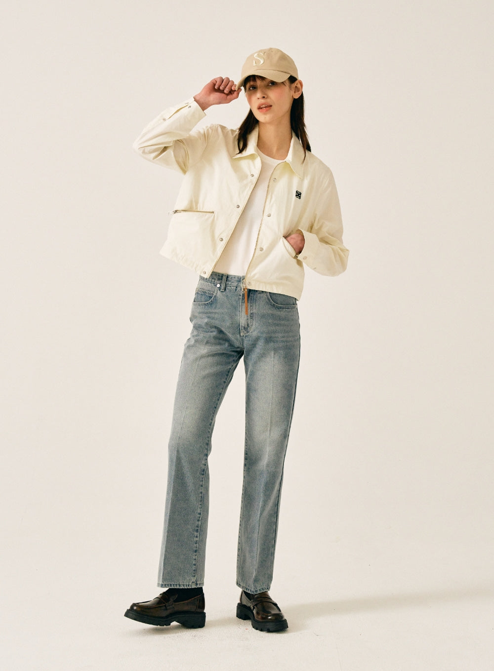 [satur] (W) Teo Snap Coach Jacket - Resort Ivory