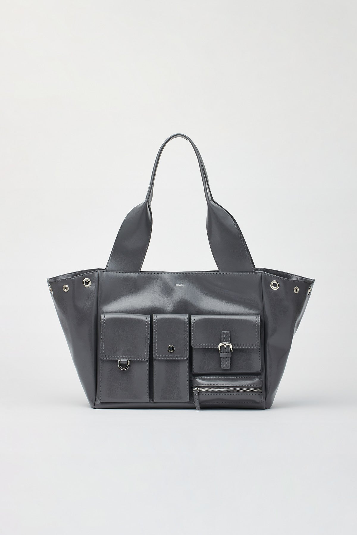 Matinkim Multi Pocket Leather Shopper Bag IN Grey