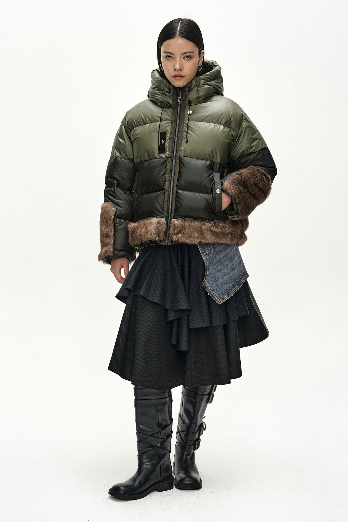 Andersson Bell Reworked Denim Wrap Flare Skirt