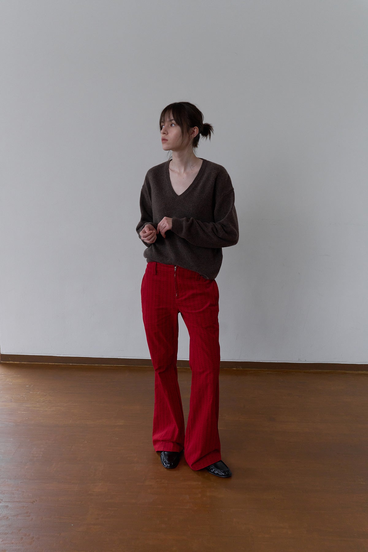 Overdueflair Corduroy Bootcut Pants Red Star