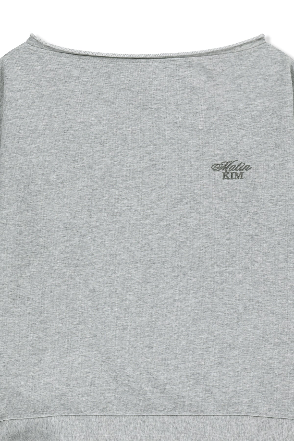 Matinkim Back Logo Raw Cut Boat Neck Top IN Grey