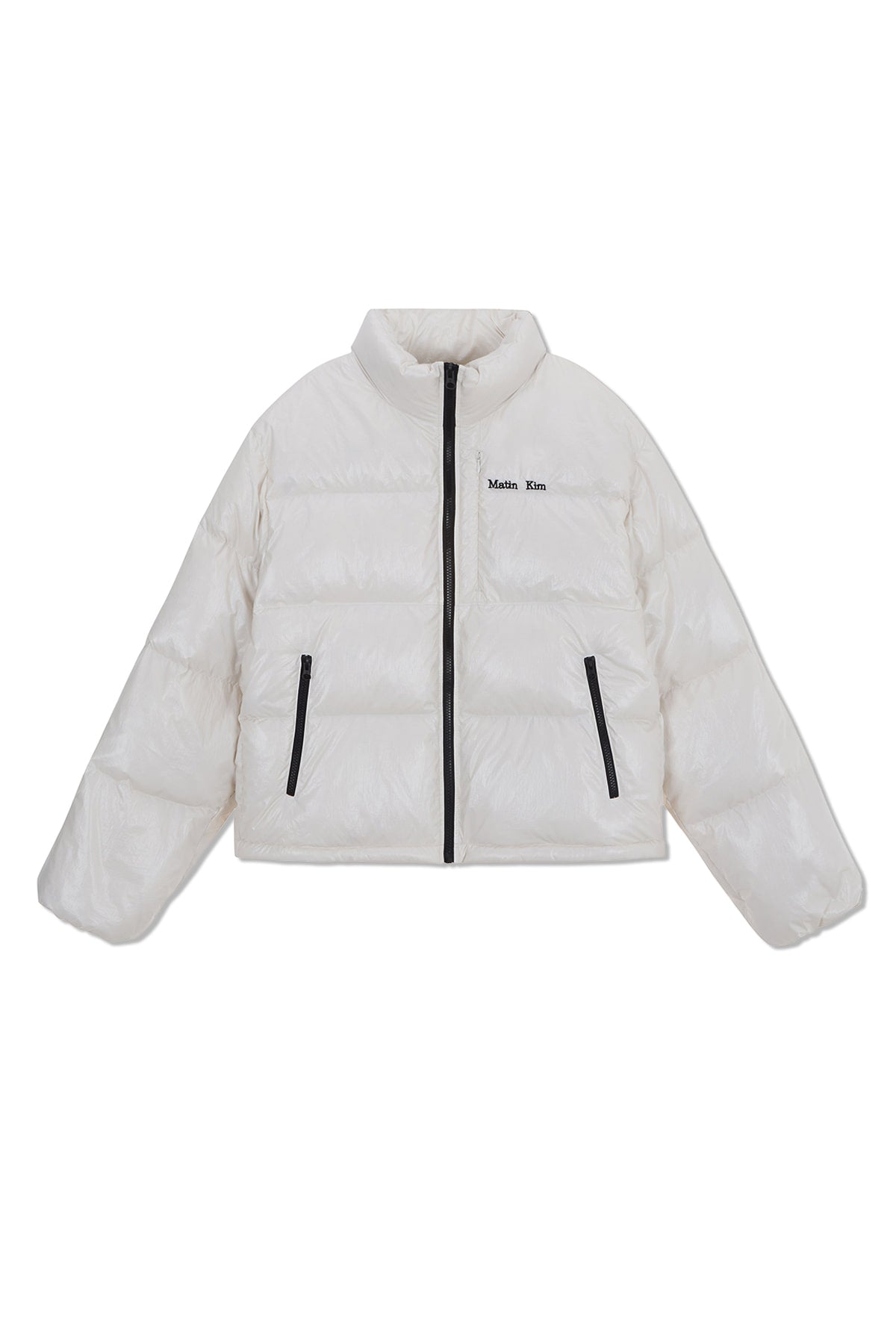 [matinkim] SMALL LOGO VOLUME DOWN JUMPER FOR WOMEN IN IVORY