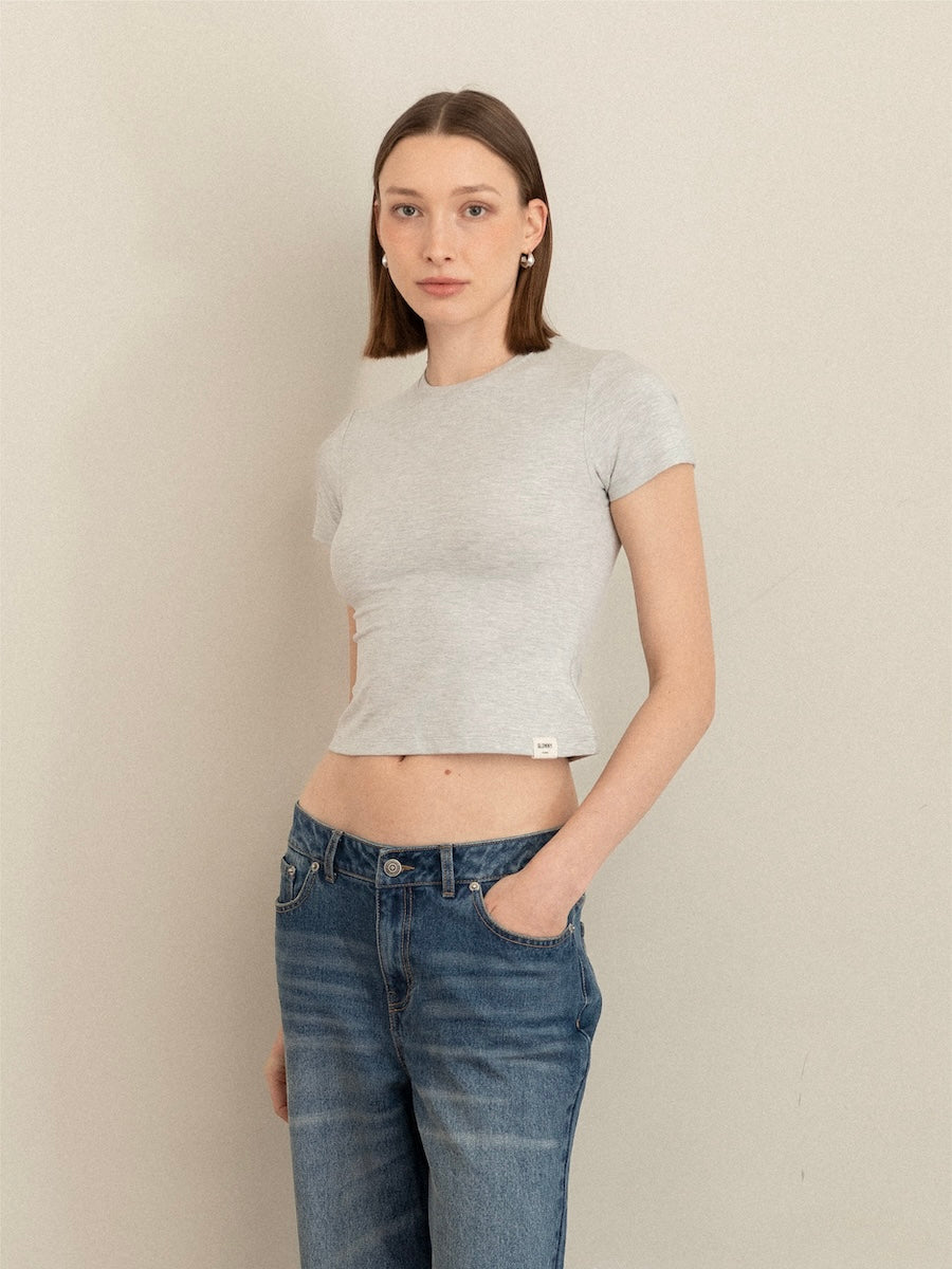 GLOWNY G Soft Baby Tee (Melange Gray)