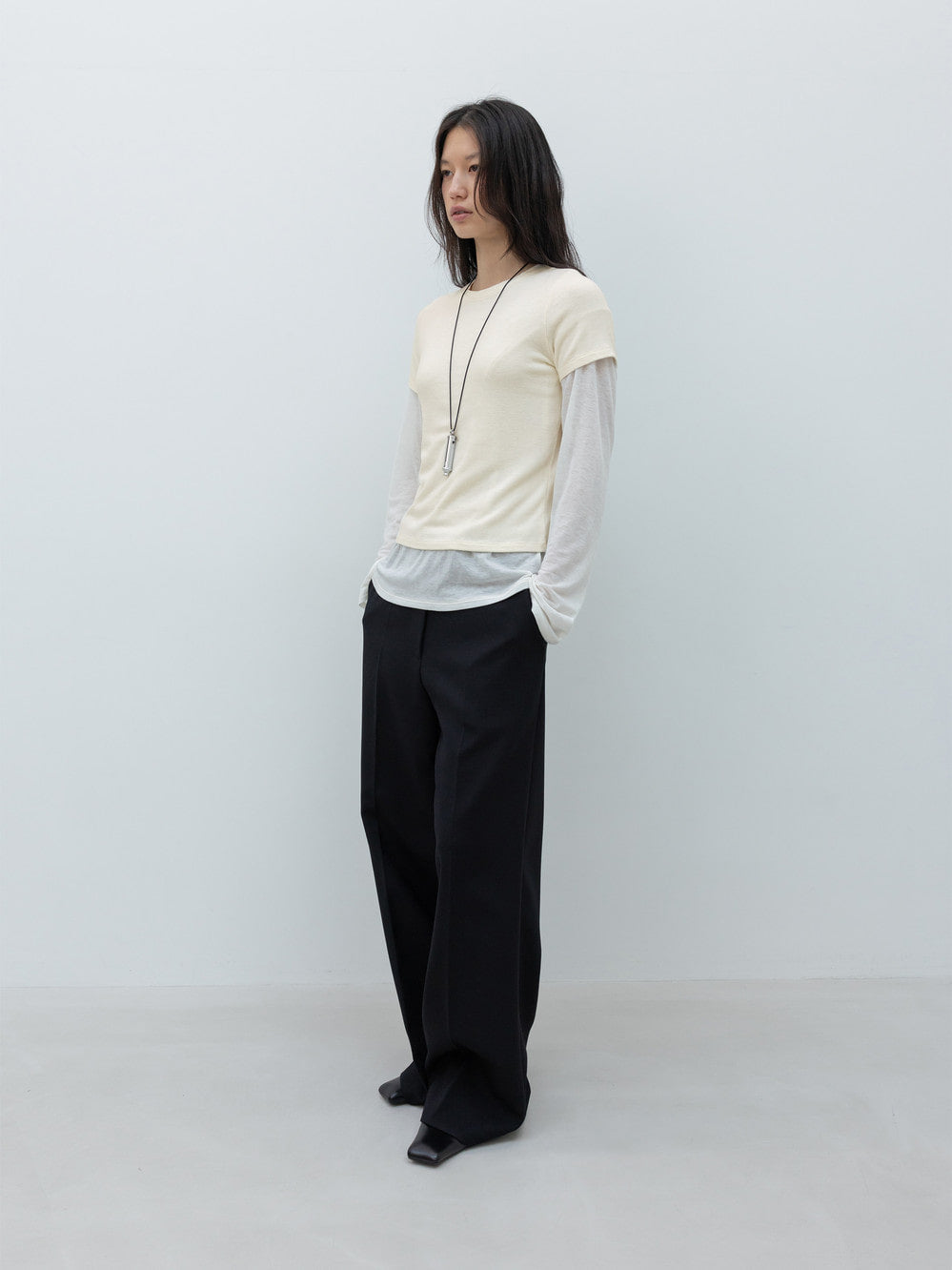 Low Classic Half Sleeve Wool Blend T-Shirts Ivory - Low Classic