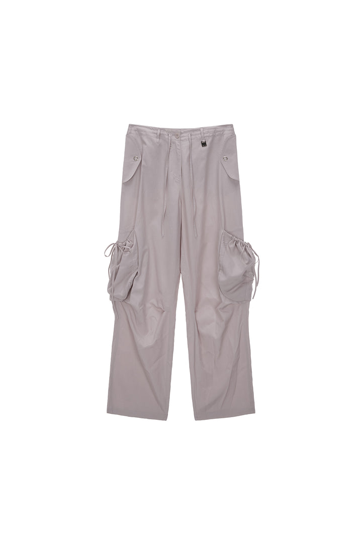 Matinkim String Point Big Pocket Cargo Pants IN Light Pink