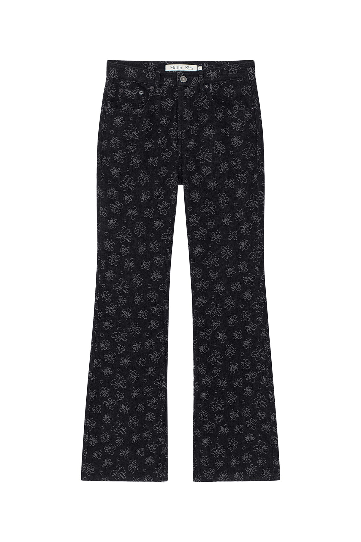 [matinkim] Flower Pattern Flare Denim Pants IN Black