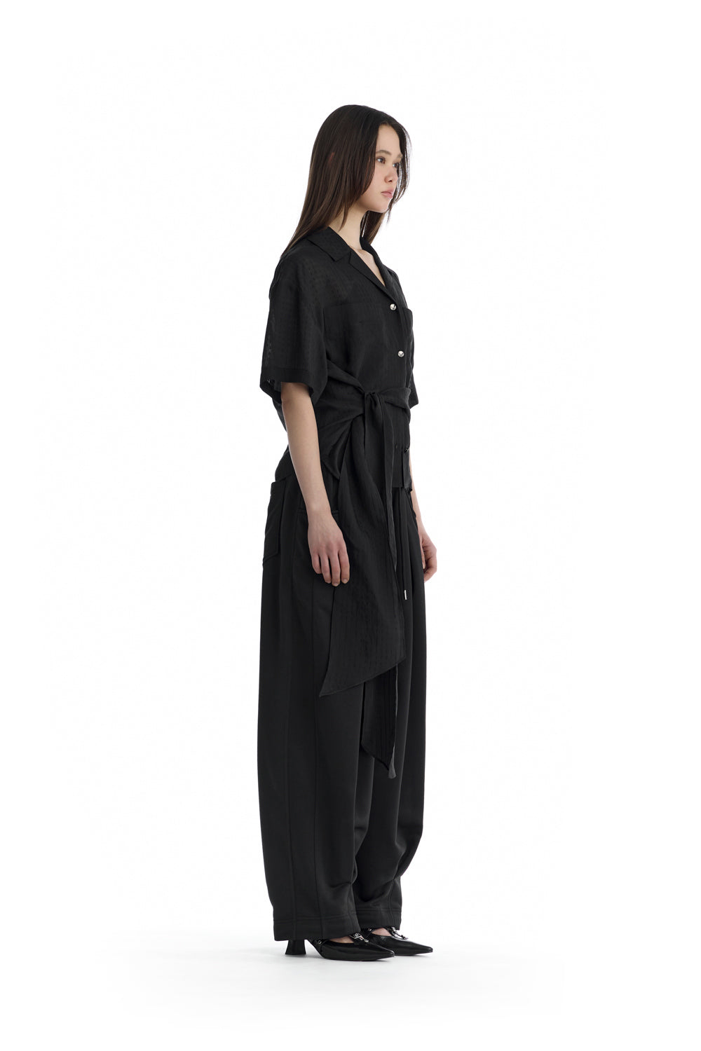 Treemingbird Tie Waist Shirt Black