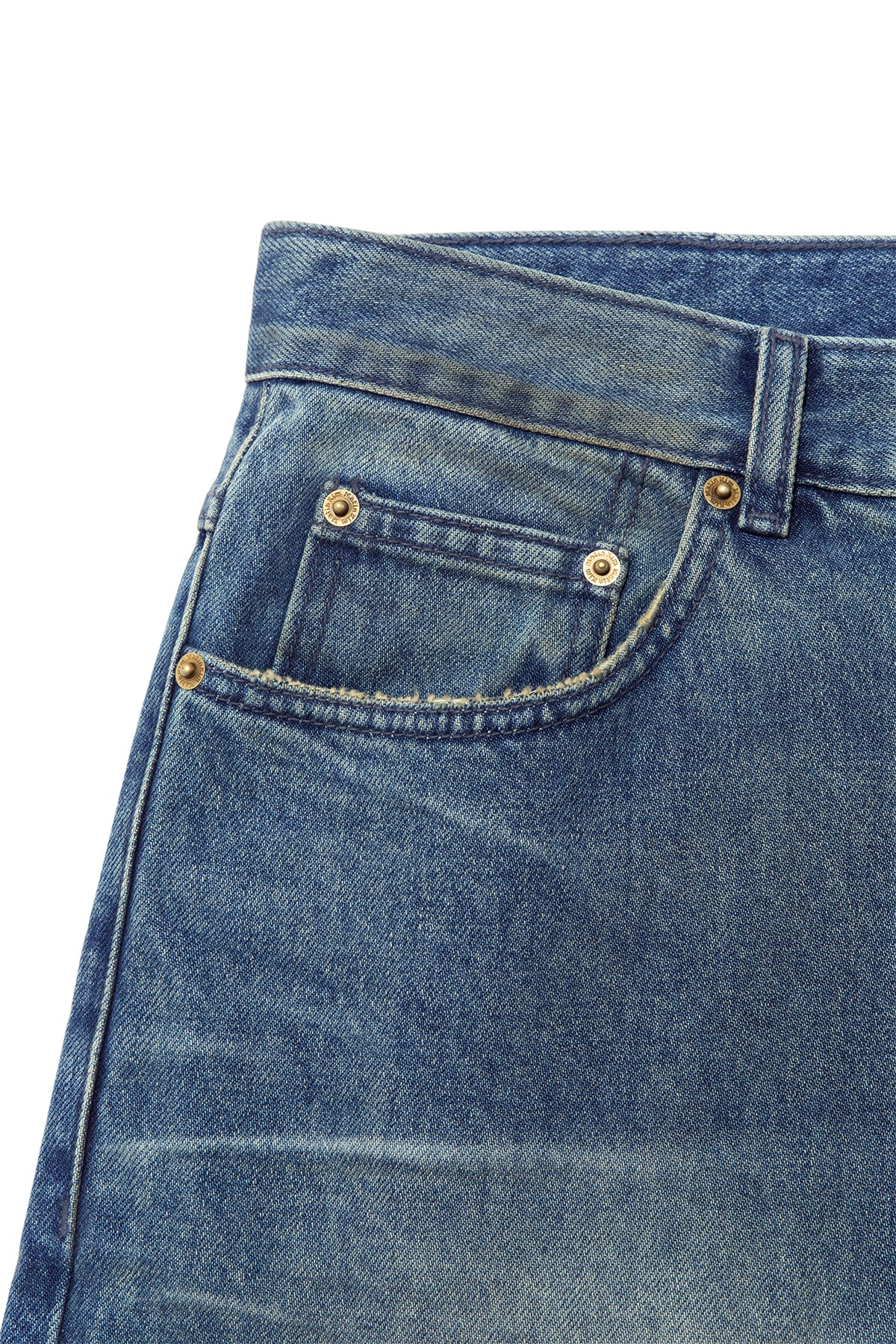 Matinkim Embo Washed Denim Pants For Men IN Blue