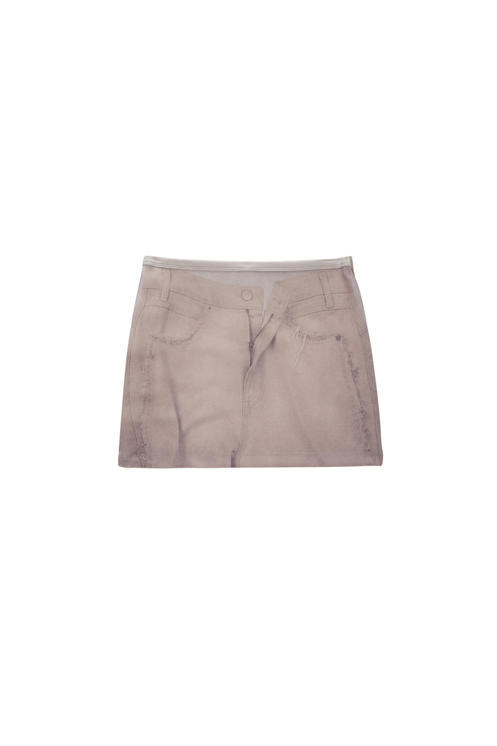 Matinkim Denim Printed Jersey Mini Skirt IN Beige