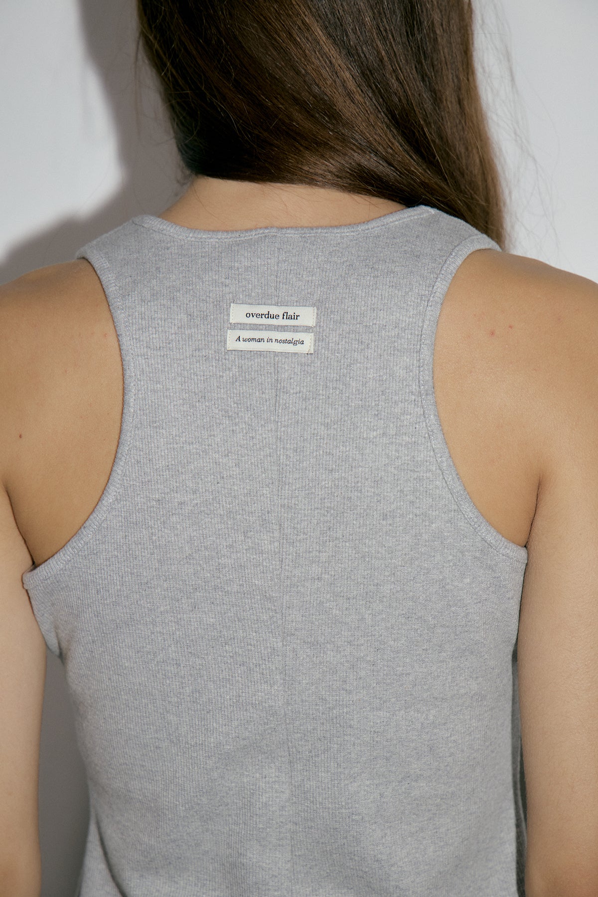 Overdueflair Ribbed Cotton U Neck Top Melange Grey