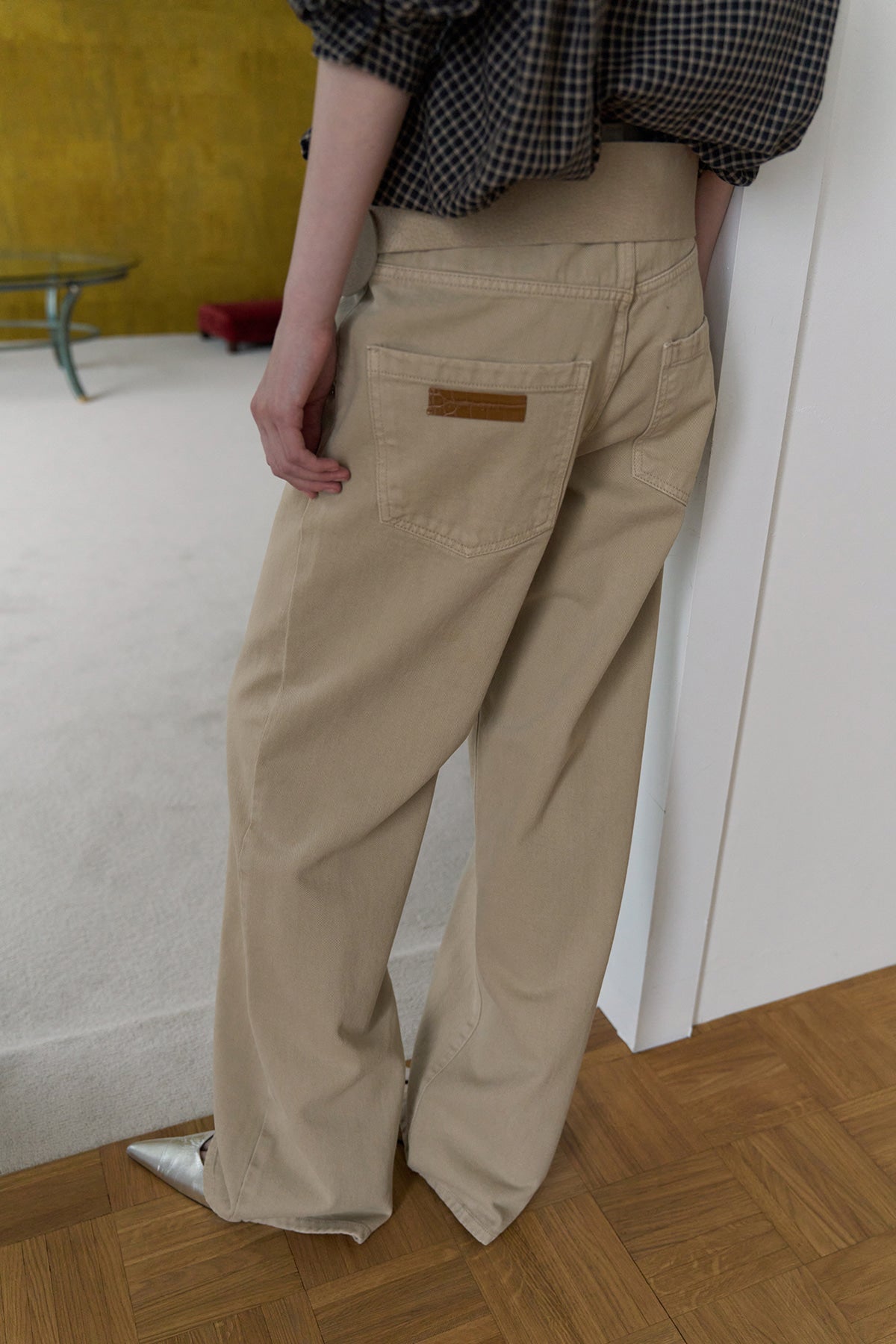 Overdueflair Low-Rise Wide Denim Pants Sand Beige